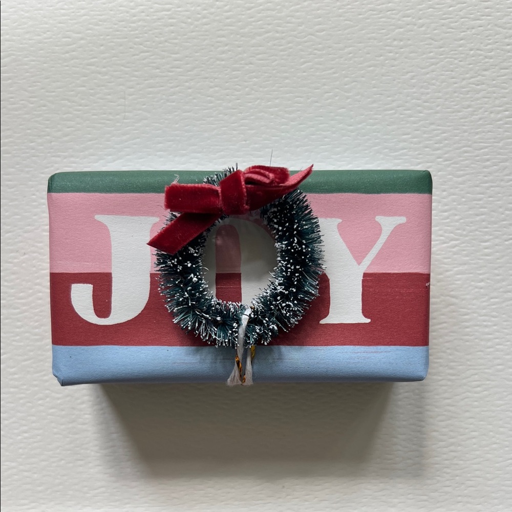 George & Viv Anthropologie holiday bar soap JOY with Wreath